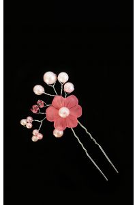 Шпилька цветок с жемчугом розовый фото