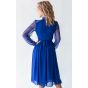 Коктейльное платье миди с рукавом синее - модель 2