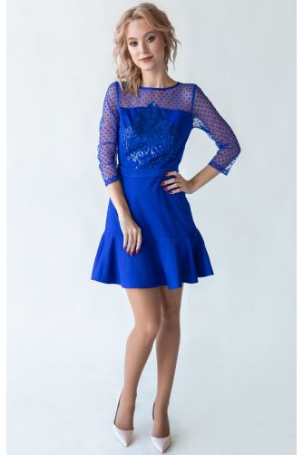 Короткое коктейльное платье синее в Киеве - Фото 1