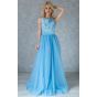 Небесно голубое вечернее платье с вышивкой - модель 1