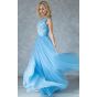 Небесно голубое вечернее платье с вышивкой - модель 3