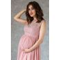 Вечернее платье в пол для беременных пудровое - модель 2