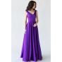 Фиолетовое вечернее платье атласное - модель 1
