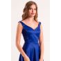 Атласное выпускное платье синее - модель 3