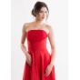 Красное вечернее платье без бретелей - модель 2