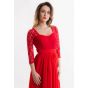Красное вечернее платье с рукавом - модель 2