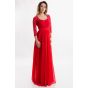 Красное вечернее платье с рукавом - модель 1