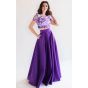 Длинная атласная юбка фиолет - модель 2